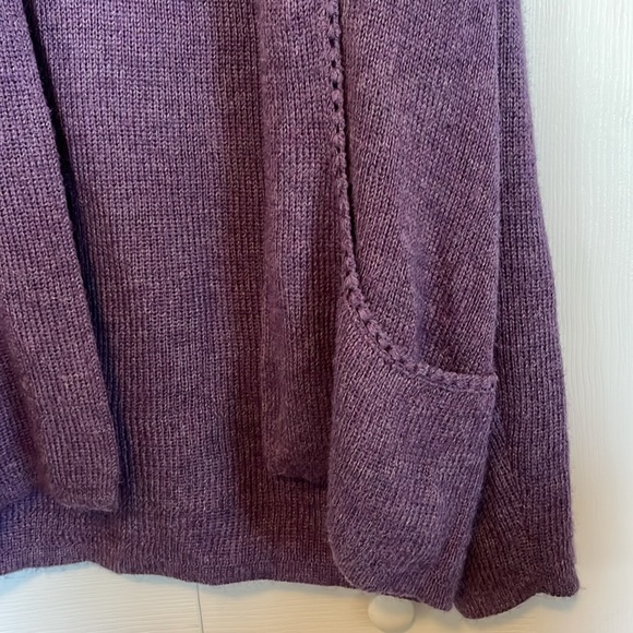 Women’s Peruvianan Link Alpaca cardigan sweater XL purple open front. Repaired - Picture 2 of 15